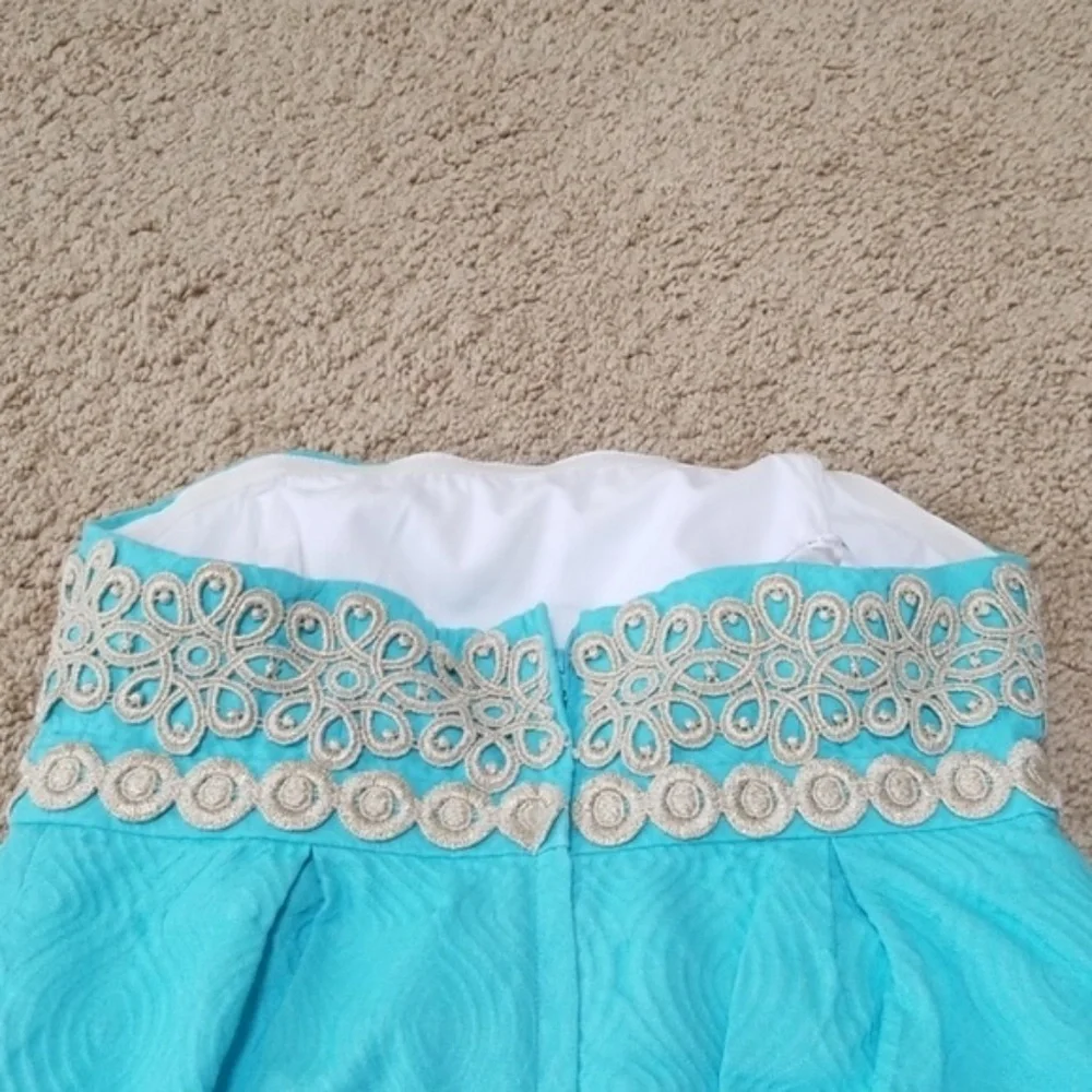 LILLY PULITZER Blue Strapless Size 2 Dress - Picture 5 of 7